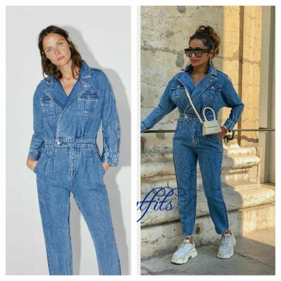 denim jumpsuit zara